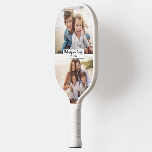 2 Fotocollage Familienaam - Horizontale foto's Pickleball Paddle (Links)