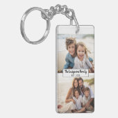2 Fotocollage Familienaam - Horizontale foto's Sleutelhanger (Voorkant Links)