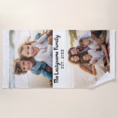 2 Fotocollage Familienaam - Horizontale foto's Strandlaken (Voorkant)