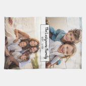 2 Fotocollage Familienaam - Horizontale foto's Theedoek (Horizontaal)