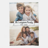 2 Fotocollage Familienaam - Horizontale foto's Theedoek (Verticaal)