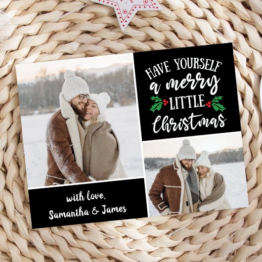 2 Fotocollage heeft een prettig kerstfeest Feestdagenkaart