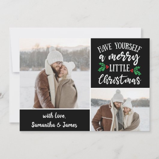 2 Fotocollage heeft een prettig kerstfeest Feestdagenkaart (Voorkant)