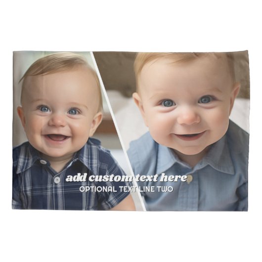 2 Fotocollage met trendy bounce script - wit Kussensloop (Achterkant)