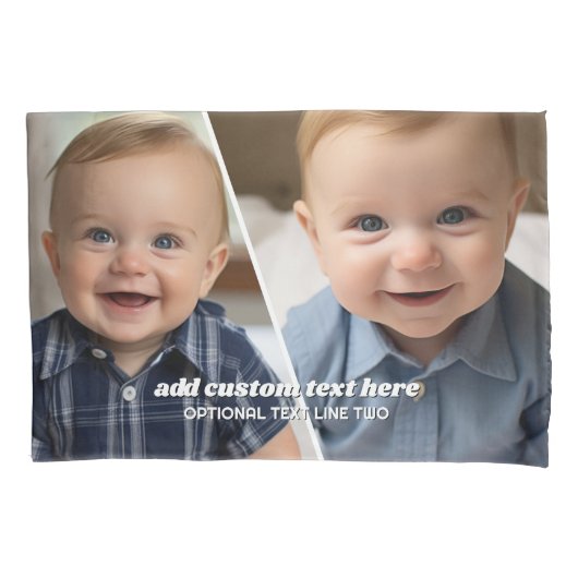 2 Fotocollage met trendy bounce script - wit Kussensloop (Voorkant)