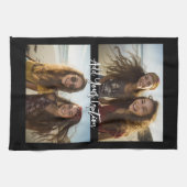 2 Fotocollage met Trendy Script Caption - zwart Theedoek (Horizontaal)