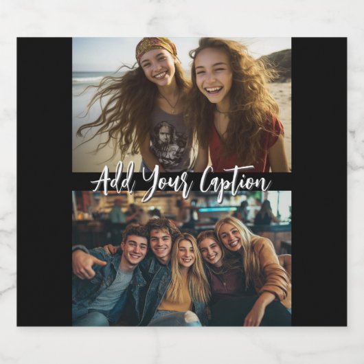 2 Fotocollage met trendy scriptbijschrift Bier Etiket (Enkel label)