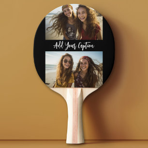 2 Fotocollage met trendy scriptbijschrift - Zwart Tafeltennisbatje