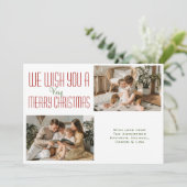 2 Fotocollage Moderne minimalistische kerst Feestdagenkaart (Staand voorkant)