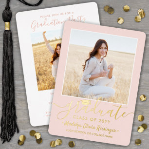 2 Fotogradatie Partij Blush Pink en Gold Folie Uitnodiging