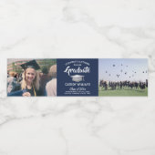 2 Fotogradatiepartij Navy Blue White en Silver Waterfles Etiket (Enkel label)