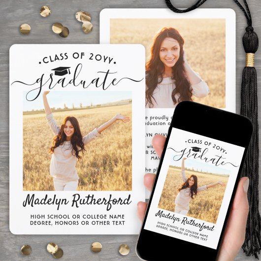 2 Fotoklasse 2 Eenvoudig zwart-wit Afstuderen Aankondiging