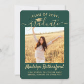 2 Fotoklasse: Groen en Gold Script-Afstuderen Aankondiging (Voorkant)
