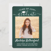2 Fotoklasse Jaar donkergroen en wit Afstuderen Aankondiging (Voorkant)
