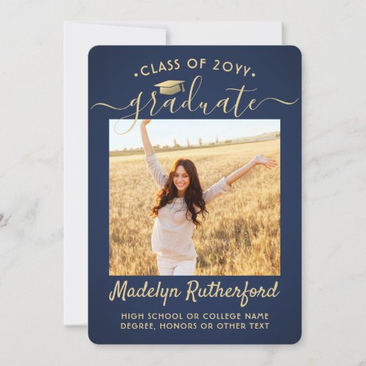 2 Fotoklasse: marinejaar en Gold Script-Afstuderen Aankondiging (Voorkant)