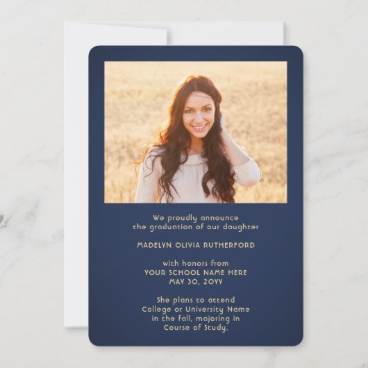 2 Fotoklasse: marinejaar en Gold Script-Afstuderen Aankondiging (Achterkant)