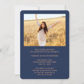 2 Fotoklasse: Navy Blue en Copper Afstuderen Aankondiging (Achterkant)