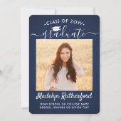 2 Fotoklasse: Navy Blue en White Afstuderen Aankondiging (Voorkant)