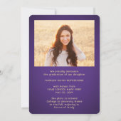 2 Fotoklasse: Paars en Gold Script Afstuderen Aankondiging (Achterkant)