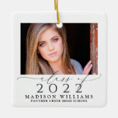 2 Fotoklasse van 2022 Elegant Script-Afstuderen Keramisch Ornament (Voorkant)