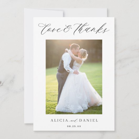 2 fotoliefde en bedankt script bruiloft bedankt kaart (Voorkant)