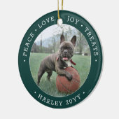 2 Fotoliefhebber Joy behandelt Cute Dog Green Whit Keramisch Ornament (Links)