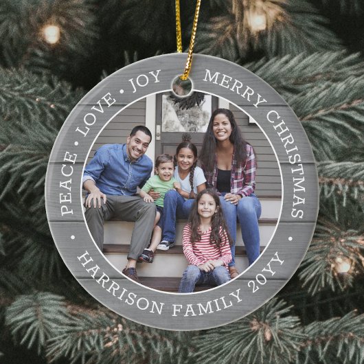 2 Fotoliefhebber Joy Merry Xmas Faux Gray Wood Keramisch Ornament