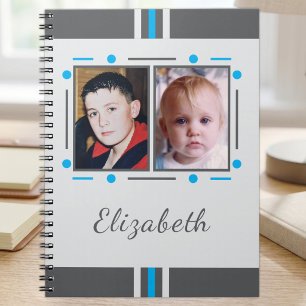 2 fotonaam tekst blauw grijs notitieboek