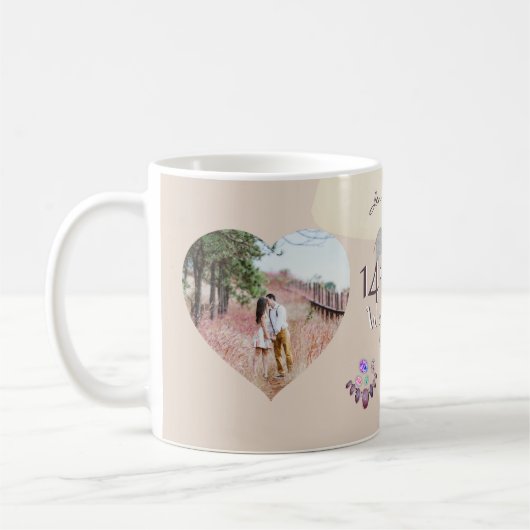 2 Foto's14th Wedding Jubileum Ivory Coffee Mok (Links)