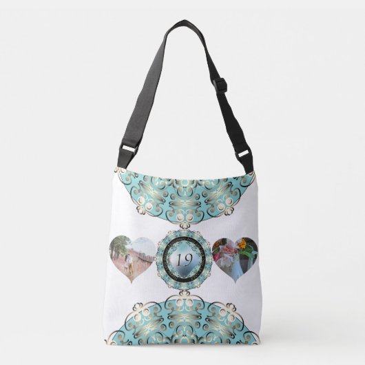 2 Foto's19th Wedding Jubileum Heart Lijsten Crossbody Tas (Voorkant)