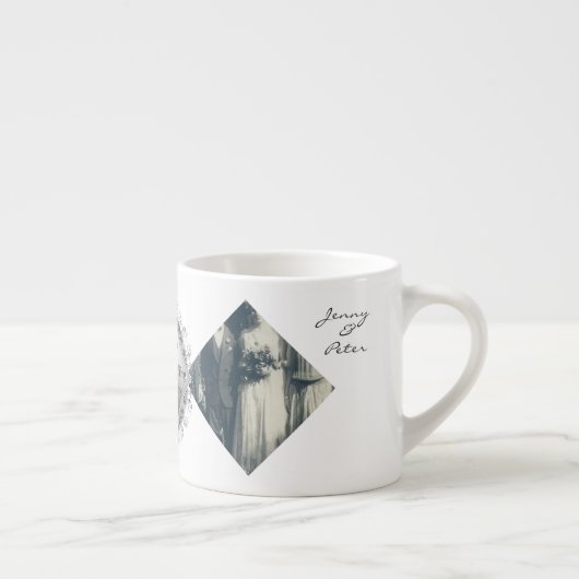 2 Foto's 10th,11,20,25,70th Wedding Jubileum Espresso Kop (Rechts)