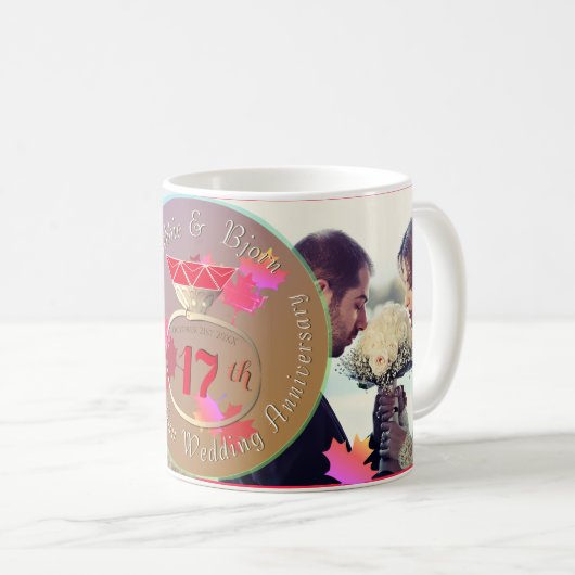 2 Foto's 17th Wedding Jubileum Coffee Mok (Voorkant rechts)