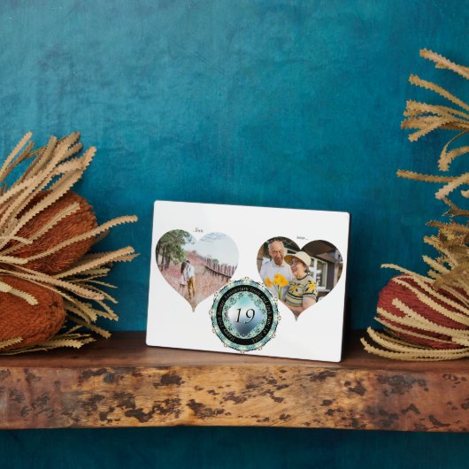 2 Foto's 19th Wedding Jubileum Acquamarine Fotoplaat (Zijkant)