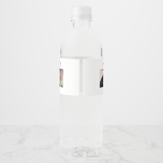 2 Foto's 2025 Afstuderen zwart-wit Waterfles Etiket (Achterkant)