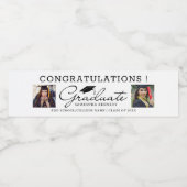 2 Foto's 2025 Afstuderen zwart-wit Waterfles Etiket (Enkel label)