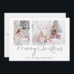 2 foto's 2025 Kalender Script Vrolijk Kerstfeest Feestdagenkaart<br><div class="desc">Modern 2 foto's Family Script 2025 Kalender Vrolijk Kerstfeest. Digitaal beschikbaar en geprint. Vervang eenvoudig de twee voorbeeldfoto's door uw eigen en personaliseer met uw begroeting en namen onderaan. Vrolijk kerstfeest is in een stijlvol script.</div>