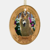 2 Foto's, 3 tekstvakken Dog Memorial Ornament (Rechts)