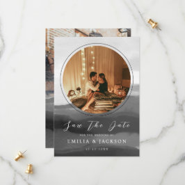 2 Foto's Abstract overlay bruiloft in zwart-wit Save The Date