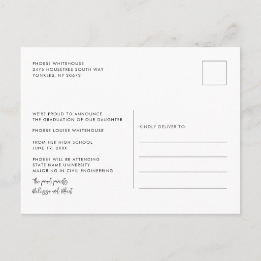 2 Foto's Afstuderen 2025 Script Afstudeerder Aankondigingskaart (Achterkant)