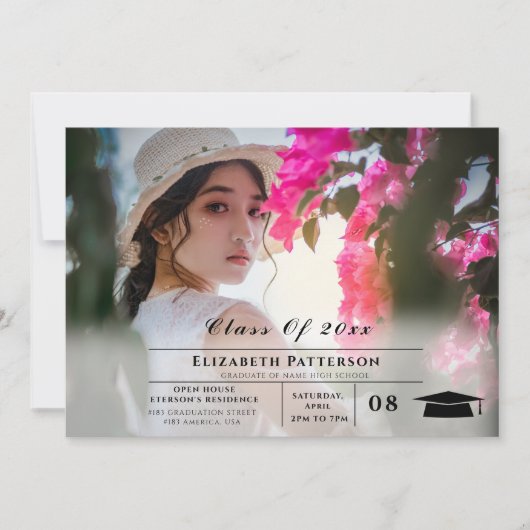 2 Foto's Afstuderen eenvoudig elegant script Kaart (Voorkant)