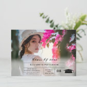 2 Foto's Afstuderen eenvoudig elegant script Kaart (Staand voorkant)