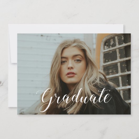 2 Foto's Afstuderen eenvoudig elegant script Kaart (Achterkant)