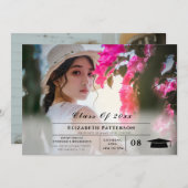 2 Foto's Afstuderen eenvoudig elegant script Kaart (Voorkant / Achterkant)