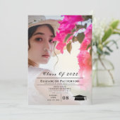 2 Foto's Afstuderen eenvoudige elegante Script Inv Kaart (Staand voorkant)