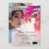 2 Foto's Afstuderen eenvoudige elegante Script Inv Kaart (Voorkant / Achterkant)