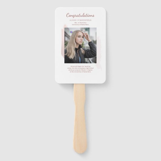 2 Foto's Afstuderen Roos Gold Script Afstudeerder Handwaaier (Achterkant)