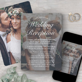 2 Foto's Alleen Bruiloftsreceptie Elegante Witte T Kaart