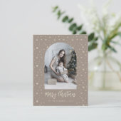 2-foto's-artssterren Merry-kerstbruin Gold Feestdagenkaart (Staand voorkant)