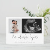 2 Foto's avontuur begint zwangerschap Aankondiging (Staand voorkant)