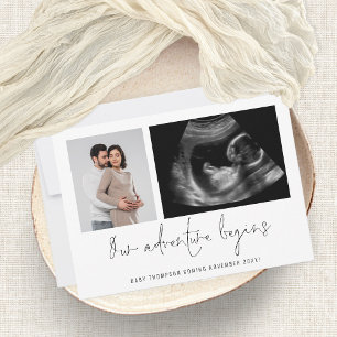 2 Foto's avontuur begint zwangerschap Aankondiging